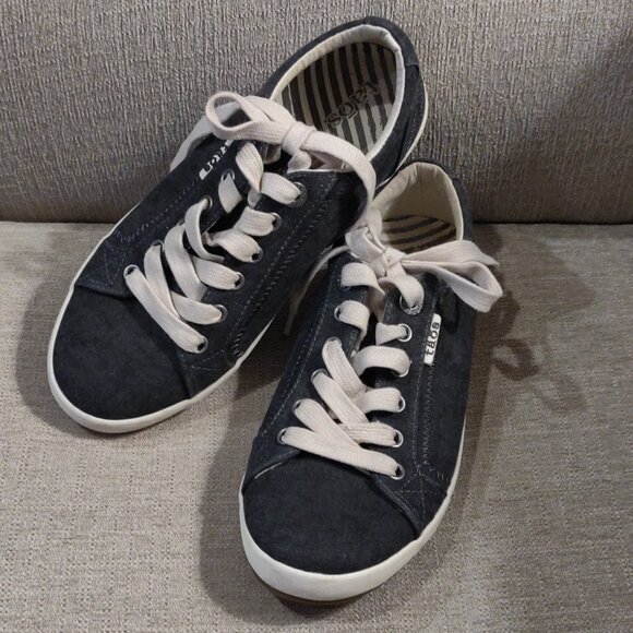 Taos Footwear Star Sneaker In Charcoal Washed Canvas Women's US 6.5 - Picture 1 of 6
